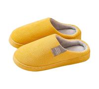 Scarpe da casa comode a righe in memory foam a maglia con punta aperta antiscivolo scarpe da casa accoglienti antiscivolo scarpe da zucca di Halloween peluche pantofole per interni ed esterni, Giallo
