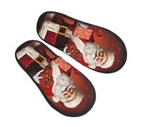 Scarpe Da Casa Decorazione Natalizia: Adorabile Babbo Natale Che Tiene Un Regalo Antiscivo Slippers Morbide Pantofole Per Hotel Casa Invernale L