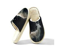 Scarpe da casa in memory foam con cervo incandescente astratto animale da donna, Multi, 42.5/43 EU