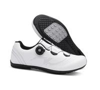 Scarpe da Ciclismo da Uomo E da Donna Antiscivolo E Traspiranti Scarpe da Ginnastica da Interno Senza Bloccaggio Sneaker da Bicicletta con Sistema di Allacciatura A Rotazione Rapida-White||Numeric_45