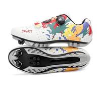 Scarpe da Ciclismo da Uomo E da Donna Scarpe da Bici MTB/Mountain Bike Scarpe da Bike con Stampa Graffiti Colorata Scarpe da Montagna Traspiranti per Interni Ed Esterni-White||Numeric_41