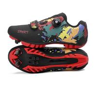 Scarpe da Ciclismo da Uomo E da Donna Scarpe da Bici MTB/Mountain Bike Scarpe da Bike con Stampa Graffiti Colorata Scarpe da Montagna Traspiranti per Interni Ed Esterni-Black||Numeric_36