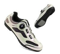 Scarpe da Ciclismo da Uomo E da Donna Scarpe da Bici Resistenti E Antiscivolo con Suola in Gomma Scarpe da Vélo Traspiranti con Lacci da Spin per Interni Ed Esterni-Beige||Numeric_43