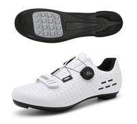Scarpe da Ciclismo da Uomo E da Donna Scarpe da Bici Traspiranti Antiscivolo Unisex con Suola in Gomma Scarpe Sportive da Ciclismo per Interni Ed Esterni-White||Numeric_45