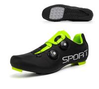 Scarpe da Ciclismo da Uomo E da Donna Scarpe da Bike Antiscivolo Scarpe Sportive da Bici Comode E Traspiranti con Suola in Gomma E Senza Blocco Unisex per attività All'aperto-Black-Green||Numeric_42
