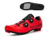 Scarpe da Ciclismo da Uomo E da Donna Scarpe da Bike Antiscivolo Scarpe Sportive da Bici Comode E Traspiranti con Suola in Gomma E Senza Blocco Unisex per attività All'aperto-Red||Numeric_45