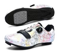 Scarpe da Ciclismo da Uomo E da Donna, Scarpe da Ginnastica Traspiranti per Esterni E Interni Scarpe da Bici Sneaker Comode con Suola in Gomma Antiscivolo E Lacci Girevoli-White||Numeric_36