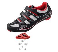 Scarpe da ciclismo da uomo e donna con tacchetti Delta Look - compatibili con Peloton Shimano SPD & Look ARC Delta - perfette per bici da corsa su strada indoor, Nero/Bianco, 6.5 Women/5 Men