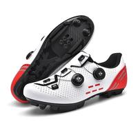 Scarpe da Ciclismo MTB Uomo E Donna, Scarponi da Mountain Bike Professionali Comodo Outdoor, Unisex Scarpe da Bicicletta per Bici da Strada E Percorsi Fuoristrada-White-Red||Numeric_45