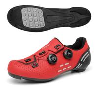 Scarpe da Ciclismo per Uomo E Donna, Scarpe da Bici Traspiranti E Antiscivolo Stile Sneaker con Suola in Gomma,per Ciclismo su Strada, Mountain Bike E Lezioni di Spin-Red||Numeric_42