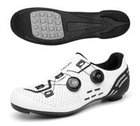 Scarpe da Ciclismo per Uomo E Donna, Scarpe da Bici Traspiranti E Antiscivolo Stile Sneaker con Suola in Gomma,per Ciclismo su Strada, Mountain Bike E Lezioni di Spin-White||Numeric_45