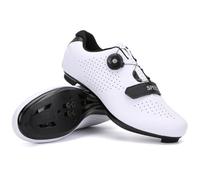 Scarpe da Ciclismo per Uomo E Donna Scarpe da Corsa Traspiranti E Antiscivolo Scarpe da Bike Professionali con Lacci Rotanti Sneaker da Spin Unisex per Outdoor E Indoor-White||Numeric_45