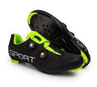 Scarpe da Ciclismo Unisex Uomo/Donna, Sneaker Traspiranti E Leggere per Bici da Corsa, Scarpe da Ciclismo Comode E Antiscivolo per Lezioni di Spin Indoor E Uscite su Strada-Black-Green||Numeric_43