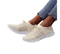 Scarpe Da Corsa Allacciate Scarpe Da Passeggio Ortopediche Da Donna Sneaker Slip-on for Tempo Libero Estivo Scarpe Da Corsa In Maglia Traspirante Sneaker Leggere Con Suola Morbida ( Color : Beige , Si