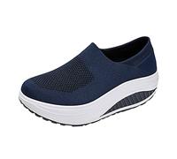 Scarpe da corsa da donna, comode, leggere, da jogging, tinta unita, scarpe sportive, suola spessa, antiscivolo, per il tempo libero, senza lacci, per attività all'aperto, taglia 37-42, Blu scuro, 38