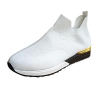 Scarpe da corsa da donna con paillettes, scarpe da jogging, traspiranti, in rete, comode, morbide, estive, antiscivolo, eleganti e belle, leggere, bianco, 40 EU