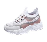 Scarpe da corsa da donna con plateau, da camminata, in rete traspirante, ortopediche, comode, leggere, con supporto per arco in memory foam, antiscivolo, alla moda, casual, rosa, 38.5 EU