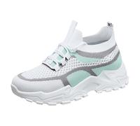 Scarpe da corsa da donna con plateau, da camminata, in rete traspirante, ortopediche, comode, leggere, con supporto per arco in memory foam, antiscivolo, alla moda, casual, Verde, 37 EU