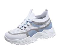 Scarpe da corsa da donna con plateau, da camminata, in rete traspirante, ortopediche, comode, leggere, con supporto per arco in memory foam, antiscivolo, alla moda, casual, Blu, 39.5 EU