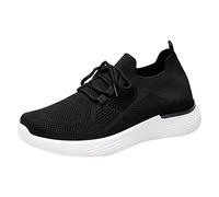 Scarpe da corsa da donna in memory foam, in rete traspirante, con suola spessa e supporto per l'arco, leggere, comode, basse, ortopediche, sportive all'aria aperta, casual, Nero , 37.5 EU