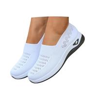 Scarpe da corsa da donna, slip on sneaker, comode, senza lacci, in rete, leggere, in memory foam, scarpe ortopediche, traspiranti, eleganti, da ginnastica, bianco, 38 EU