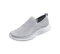 Scarpe da corsa da uomo, colore bianco, slip-on, scarpe da ginnastica in rete, traspiranti, per il tempo libero, scarpe ortopediche, leggere, taglie grandi, suola morbida, grigio., 47 EU