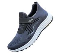 Scarpe da corsa da uomo con suola bianca, scarpe da ginnastica con cinturino regolabile, per il tempo libero, scarpe da trekking, suola spessa, scarpe estive ergonomiche, scarpe ortopediche, grigio