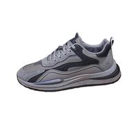 Scarpe da corsa da uomo con suola grossa, stile streetwear, con lacci, tomaia in PU e rete, intersuola imbottita, suola ammortizzante, base testurizzata, pannello sul tallone rinforzato, Grigio, 39 EU