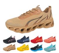 Scarpe da corsa da uomo e donna, con motivo a fiamma, per il tempo libero, antiscivolo, morbide, comode e resistenti all'usura, cachi, 43 EU
