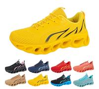 Scarpe da corsa da uomo e donna, con motivo a fiamma, per il tempo libero, antiscivolo, morbide, comode e resistenti all'usura, giallo., 43 EU