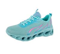 Scarpe da corsa da uomo e donna, con motivo a fiamma, per il tempo libero, antiscivolo, morbide, comode, resistenti all'usura, da jogging, da corsa su strada, Azzurro, 38