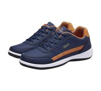 Scarpe da corsa da uomo in pelle traspirante scarpe da ginnastica atletiche da passeggio antiscivolo con lacci, scarpe sportive basse con supporto per arco plantare in memory foam, scarpe ortopediche