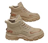 Scarpe da corsa da uomo, per il tempo libero, con suola spessa, per aumentare l'altezza, antiscivolo, per attività all'aria aperta, comode, traspiranti, da ginnastica, da trekking, con lacci, cachi