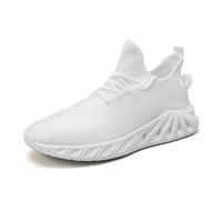 Scarpe da corsa da uomo, traspiranti, comode, antiscivolo, per il tempo libero, con plateau, sneaker, palestra, fitness, da uomo, per camminare, Elevate Shoes, bianco, 39 EU
