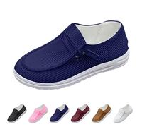 Scarpe da corsa estive da donna, in tessuto traspirante, leggere e confortevoli, mocassini, slip-on, scarpe da ginnastica, morbide, comode, larghe, per il tempo libero, per la corsa, antiscivolo, Blu