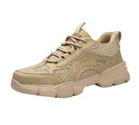 Scarpe da corsa traspiranti da uomo, per la primavera e l'esterno, antiscivolo, tinta unita, resistenti all'usura, con plateau, beige., 37 EU