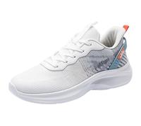 Scarpe da corsa unisex da strada, scarpe da ginnastica da corsa, da tennis, antiscivolo, per il tempo libero, per attività all'aria aperta, in rete traspirante, bianco, 48 EU