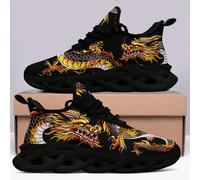 Scarpe Da Corsa Uomo Con Stampa Drago Della Cina, Suola A Lama, Confortevoli, Traspiranti, Leggere, Resistenti All'usura, Ammortizzanti E Con Effetto Smorzamento Degli Urti EUR35,EUR36,EUR37,EUR38,EUR