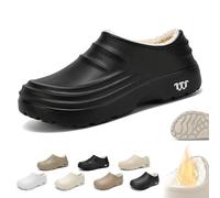 Scarpe da Cuoco Invernali Fuzzy Armadillo for Uomo Donna,Zoccoli Armadillo Impermeabili Antiscivolo,Scarpe Lavoro Calde Leggere Larghe for Chef Infermieri Giardini(A Black,48 EU)