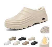 Scarpe da Cuoco Invernali Fuzzy Armadillo for Uomo Donna,Zoccoli Armadillo Impermeabili Antiscivolo,Scarpe Lavoro Calde Leggere Larghe for Chef Infermieri Giardini(A Beige,42 EU)