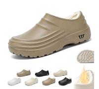 Scarpe da Cuoco Invernali Fuzzy Armadillo for Uomo Donna,Zoccoli Armadillo Impermeabili Antiscivolo,Scarpe Lavoro Calde Leggere Larghe for Chef Infermieri Giardini(A Khaki,41 EU)