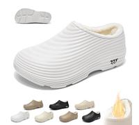 Scarpe da Cuoco Invernali Fuzzy Armadillo for Uomo Donna,Zoccoli Armadillo Impermeabili Antiscivolo,Scarpe Lavoro Calde Leggere Larghe for Chef Infermieri Giardini(B White,44 EU)