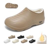 Scarpe da Cuoco Invernali Fuzzy Armadillo for Uomo Donna,Zoccoli Armadillo Impermeabili Antiscivolo,Scarpe Lavoro Calde Leggere Larghe for Chef Infermieri Giardini(B Khaki,40 EU)