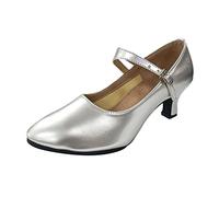 Scarpe Da Danza A Punta Chiusa Latina Comode Bachata Scarpe Danza Con Tacchi Alti Standard Donna Tango Sandali Jazz Salone Festa Sociale Estate Stiletto, argento, 41 EU