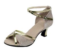 Scarpe Da Danza Con Tacchi Alti Latina Comode Jazz Sandali Da Danza A Punta Aperta Antiderapante Tango Salone Sandali Salsa Bachata Spettacolo Di Nozze Estate Stiletto, oro, 37 EU