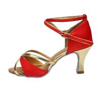 Scarpe Da Danza Latina A Punta Aperta Moderna Chacha Scarpe Danza Tacchi Alti Suola Molle per Donna Salsa Sandali Valzer Jazz Pratica Professionale Estate Stiletto, rosso, 38 EU