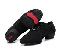Scarpe da danza latina per uomo Uomo adulto Donna Tacco basso Scarpe da insegnante Ballo latino Forma del corpo Allenamento Square Street Cha-Cha Scarpe da ballo Breath Sneakers(Black Red Split,38)