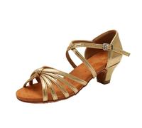 Scarpe da Danza Latina Ragazza Salsa Pratica Scarpe Bachata 3cm Tacchi Bassi Modello per Matrimonio, Compleanno, Travestimento, Cosplay, oro, 25 EU