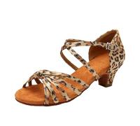 Scarpe da Danza Latina Ragazza Salsa Pratica Scarpe Bachata 3cm Tacchi Bassi Modello per Matrimonio, Compleanno, Travestimento, Cosplay, marrone, 26 EU