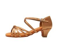 Scarpe da Danza Latina Ragazza Salsa Pratica Scarpe Bachata 3cm Tacchi Bassi Modello per Matrimonio, Compleanno, Travestimento, Cosplay, cachi., 31 EU